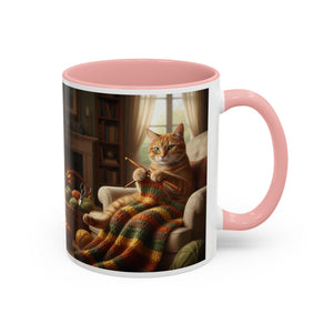 Cute Orange cat knitting mug Crochet cat coffee mug coffee yarn lover Mug Coffee Cup It's a Good Day to start fresh Mug, coworker Gift Mug for Coffee
