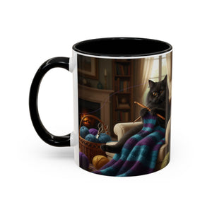 Cute Black cat knitting mug Crochet cat coffee mug coffee yarn lover Mug Coffee Cup It's a Good Day to start fresh Mug, coworker Gift Mug for Coffee