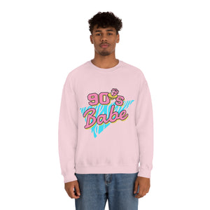 90's Babe Sweatshirt, Pink blue shirt, Unisex Heavy Blend Crewneck Sweatshirt