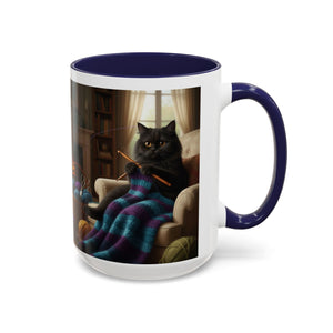 Cute Black cat knitting mug Crochet cat coffee mug coffee yarn lover Mug Coffee Cup It's a Good Day to start fresh Mug, coworker Gift Mug for Coffee