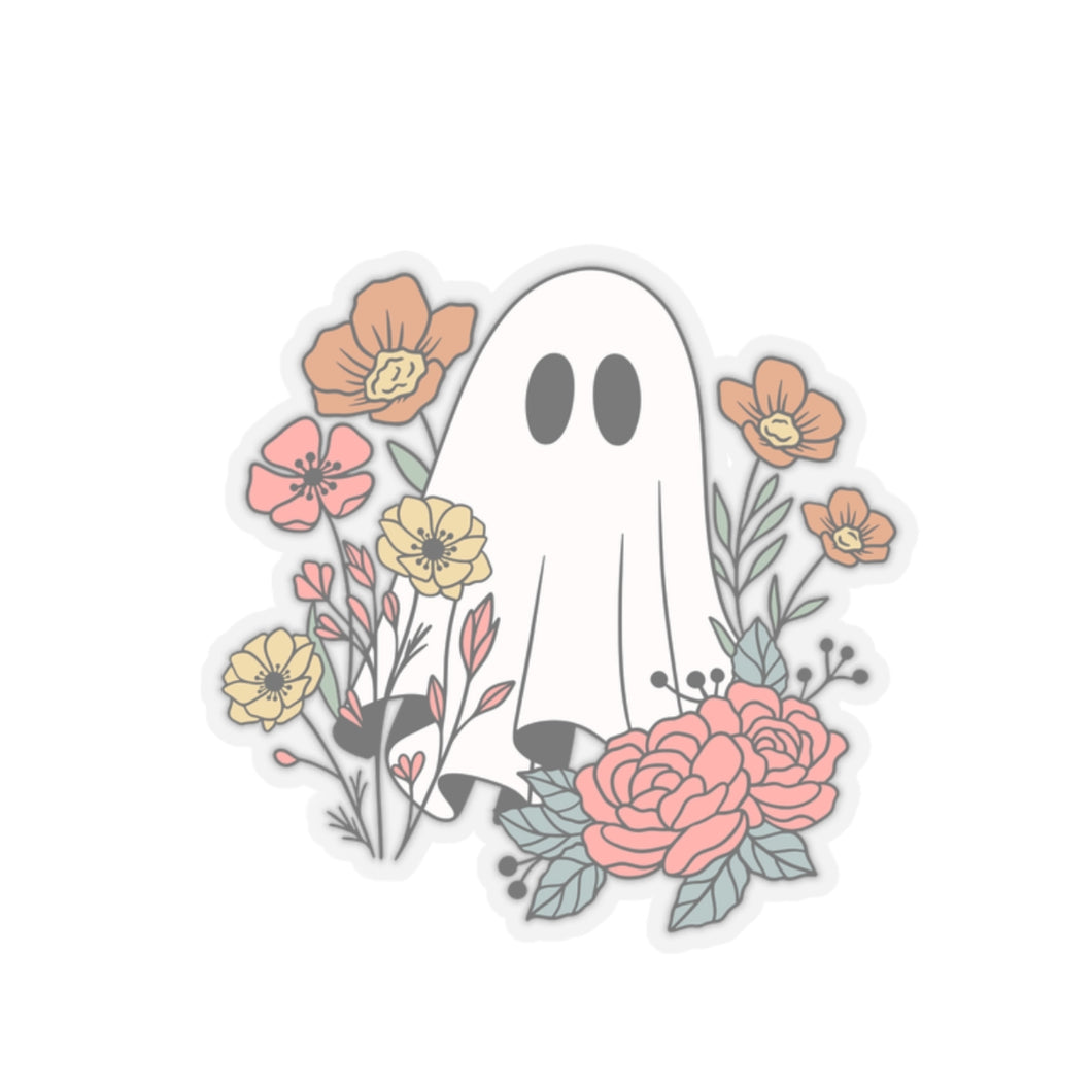 Ghost sticker flower ghost sticker autumn vibes sticker Halloween stickers gift for her vday gift for him girlboss gift Ceo gift for him