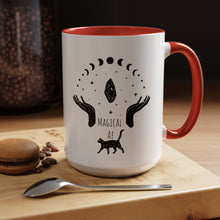 Magical Witchy Mug Moon Phases Black Cat Accent Coffee Cup (11, 15oz) Pagan Wiccan Kitchen Decor Halloween Gift Christmas gift for her,