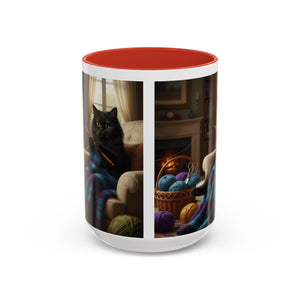 Cute Black cat knitting mug Crochet cat coffee mug coffee yarn lover Mug Coffee Cup It's a Good Day to start fresh Mug, coworker Gift Mug for Coffee