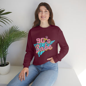 90's Babe Sweatshirt, Pink blue shirt, Unisex Heavy Blend Crewneck Sweatshirt