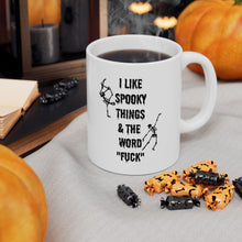 Halloween mug Spooky mug I like spooky this and word fuck skeleton office funny gift best friend gift Christmas Ceramic Mug, (11oz, 15oz)