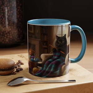 Cute Black cat knitting mug Crochet cat coffee mug coffee yarn lover Mug Coffee Cup It's a Good Day to start fresh Mug, coworker Gift Mug for Coffee
