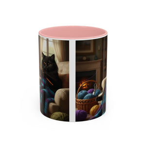 Cute Black cat knitting mug Crochet cat coffee mug coffee yarn lover Mug Coffee Cup It's a Good Day to start fresh Mug, coworker Gift Mug for Coffee