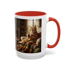 Cute Orange cat knitting mug Crochet cat coffee mug coffee yarn lover Mug Coffee Cup It's a Good Day to start fresh Mug, coworker Gift Mug for Coffee