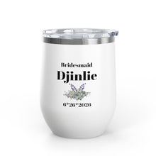Bridesmaid Personalized Wine Tumbler – Custom Name & Wedding Date (12oz)