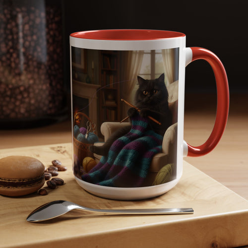 Cute Black cat knitting mug Crochet cat coffee mug coffee yarn lover Mug Coffee Cup It's a Good Day to start fresh Mug, coworker Gift Mug for Coffee