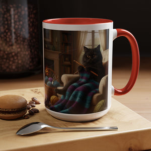 Cute Black cat knitting mug Crochet cat coffee mug coffee yarn lover Mug Coffee Cup It's a Good Day to start fresh Mug, coworker Gift Mug for Coffee