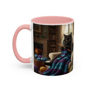 Cute Black cat knitting mug Crochet cat coffee mug coffee yarn lover Mug Coffee Cup It's a Good Day to start fresh Mug, coworker Gift Mug for Coffee