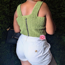 Sage Crochet Top, handmade top in cotton yarn