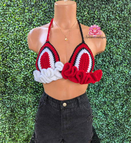 Trinidad Carnival ruffle Bralette Trini crop top crochet top, beach skirt, festival skirt Jamaican festival, beach outfit, bohemian style,best