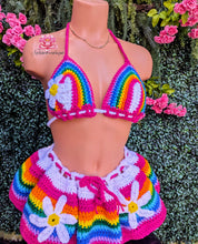 Multicolor outfit festival outfit Floral Hot Pink carnival Outfit crochet top skirt bikini bottom festival skirt afropunk festival bohemian