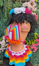 Festival multicolor outfit crochet carnival Outfit crochet top skirt ruffle headband bottom festival skirt ruffle topafropunk festival bohemianstyle