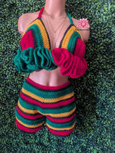 Rasta outfit festival outfit ruffle carnival Outfit crochet top skirt bikini bottom festival skirt Jamaican afropunk festival bohemian style