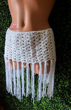 White Seashell Crochet Skirt, fringe crochet skirt cotton yarn