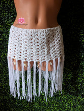 White Seashell Crochet Skirt, fringe crochet skirt cotton yarn