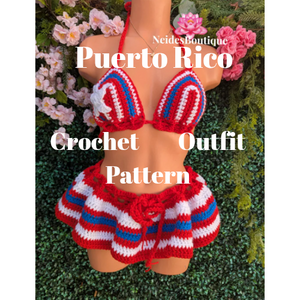 Puerto Rico crochet outfit pattern crochet Outfit Pattern, PR skirt pattern Top Pattern