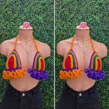 Carnival ruffle Bralette Multicolored crop top crochet top, beach top festival, beach outfit, bohemian style,best friend gift