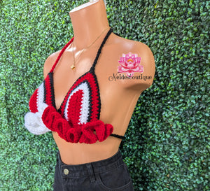 Trinidad Carnival ruffle Bralette Trini crop top crochet top, beach skirt, festival skirt Jamaican festival, beach outfit, bohemian style,best