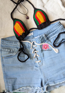 Crochet Rasta Top and Long Rasta skirt,. Ruffle skirt, beach outfits