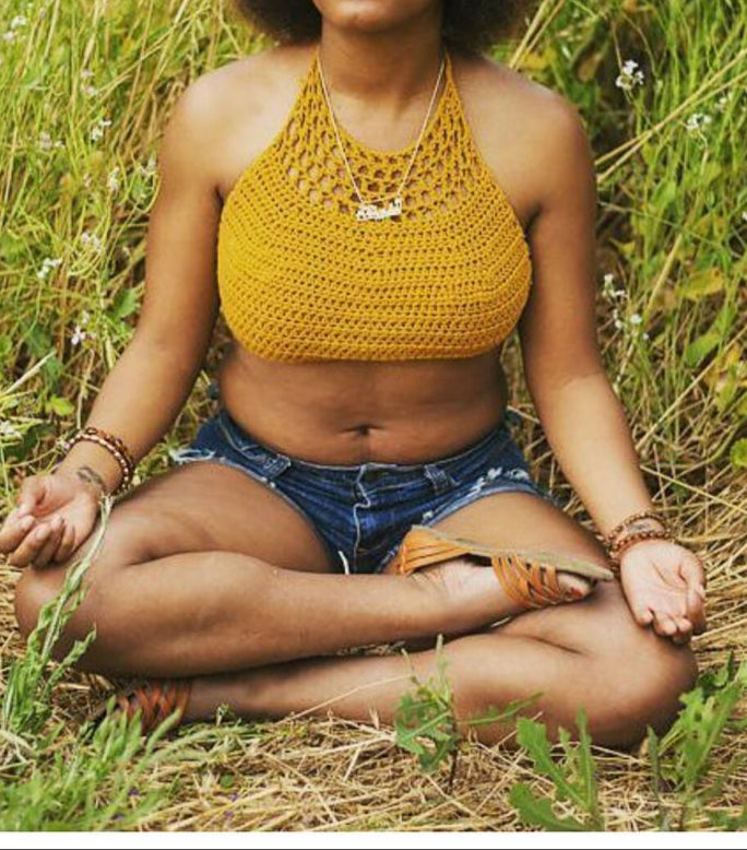 yellow crochet crop top