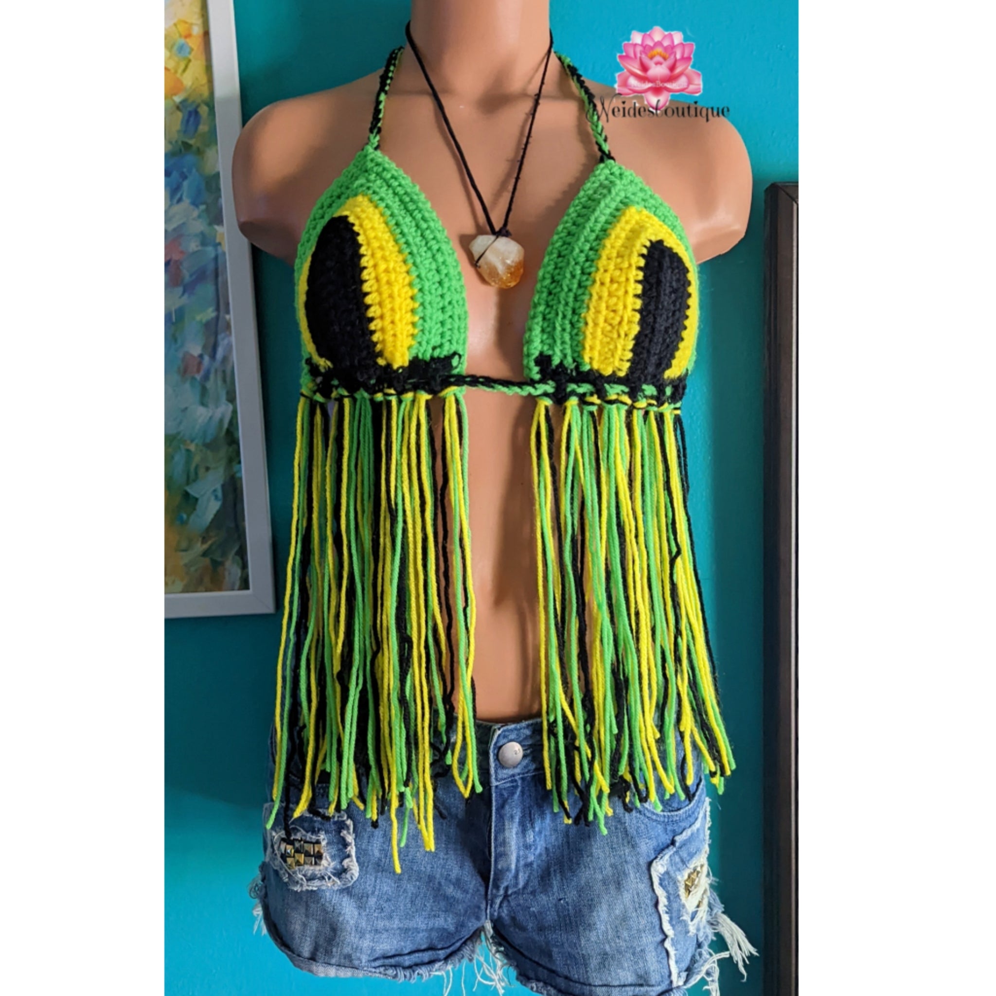 Jamaican Fringe Top, Jamaican Bralette crop top, crochet top, beach st –  Neides-Boutique