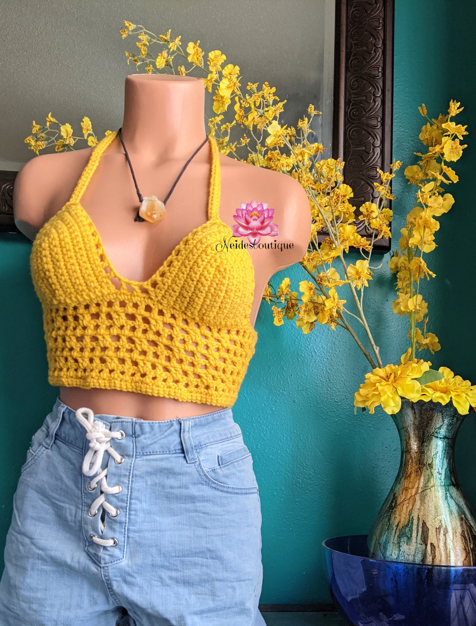 Boho Yellow Crochet Crop Top - Crochet Lace Top - Tasseled Top - Lulus