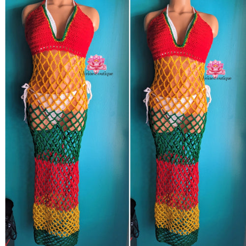 Rasta crochet dress, Rasta Beach Dress