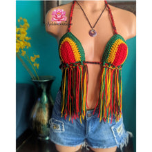 Rasta Fringe Top, Rasta Bralette crop top, Jamaican crochet top, beach style, festival outfit,Jamaican festival beach outfit,bohemian style