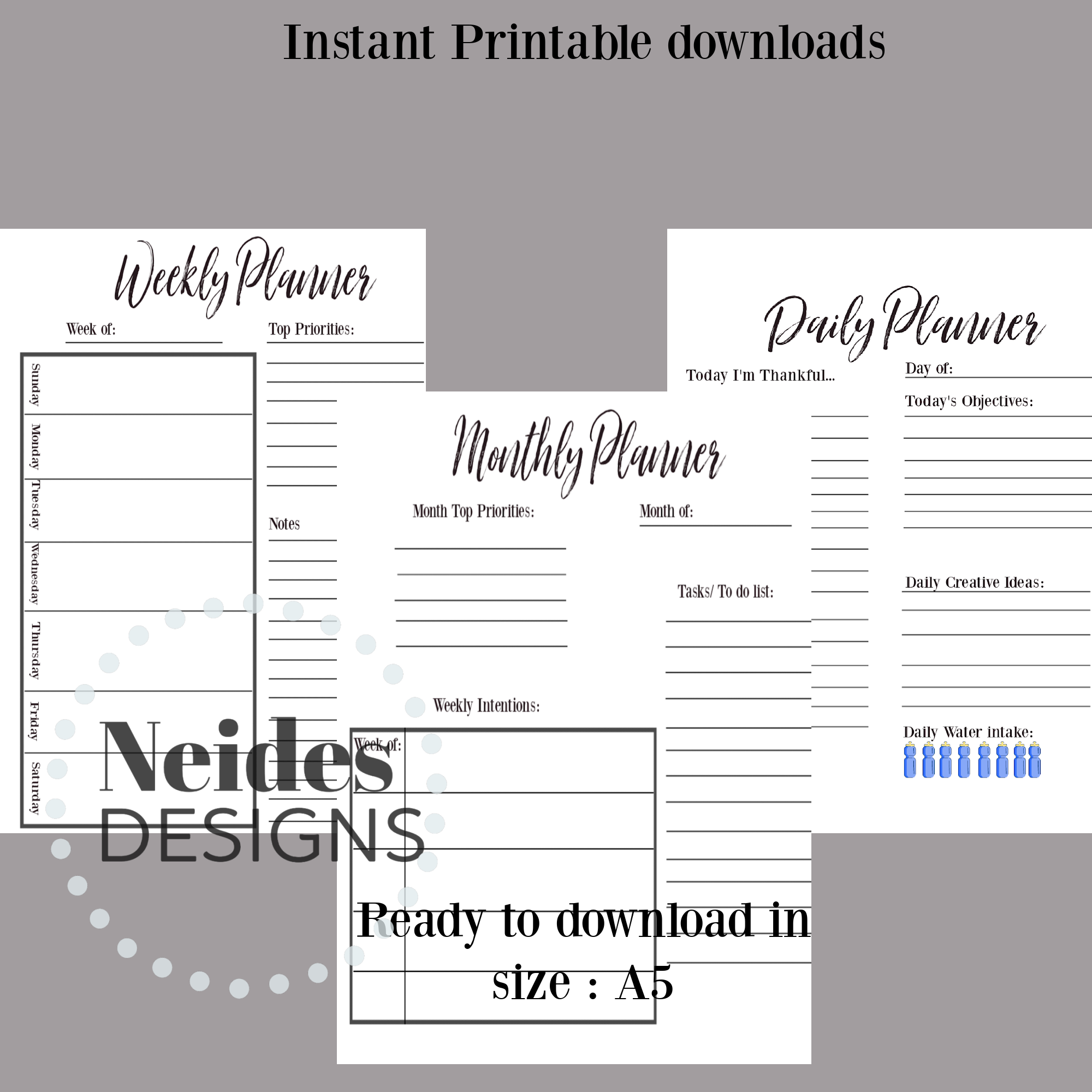 Lined Note Pages | A5 Planner Inserts | Day Designer