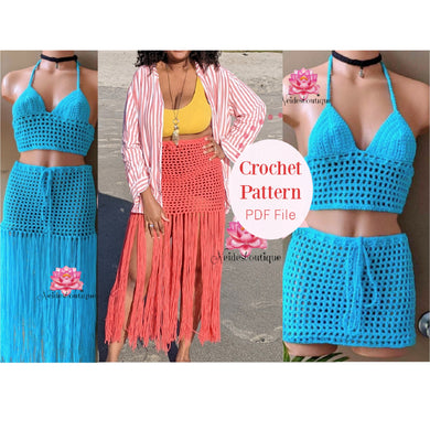 Crochet outfit pattern, Crochet skirt pattern, crochet top pattern, skirt pattern, PDF file, crochet beach skirt pattern, how to crochet, pattern