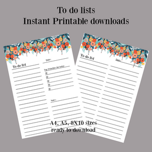 To do list Printable | Notes PDF | Flower list print | To-do list printout | Cute flower printable | Plan your day printable | Task tracker