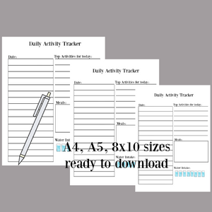 Daily Activity Tracker pdf, Budget pdf, Printable, Minimalist printable, Budget printable, Plan your year, Task tracker, expense tracker