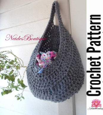 Pattern for Large Gray laundry bag, PDF file Crochet pattern, Dorm room storage, Kitchen storage, Yarn basket, clothing basket, hanging storage, toys storage, home decor