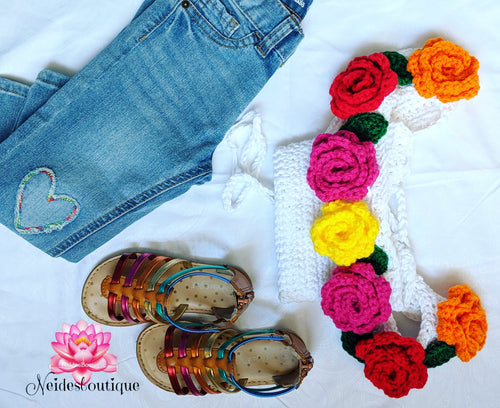 Floral Baby girl crop top, mommy and me white top, mom and me photoshoot