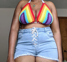 Rainbow bikini top, crochet bikini