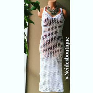 Long White crochet dress,