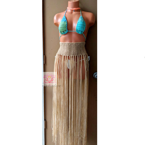 Fringe bathing suit cover, Fringe belt, Beach skirt,