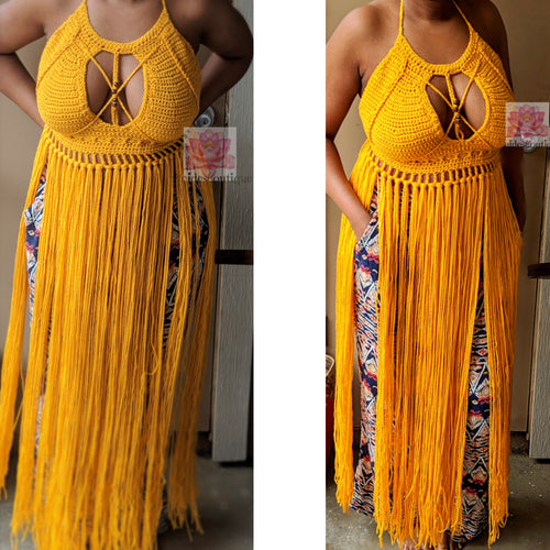 The Butterfly top, Fringe crochet Bralette in Mustard, best friend gift, crop top Crochet bralette Haltertop, sexy top boho,crochet crochet dress bohemian clothing