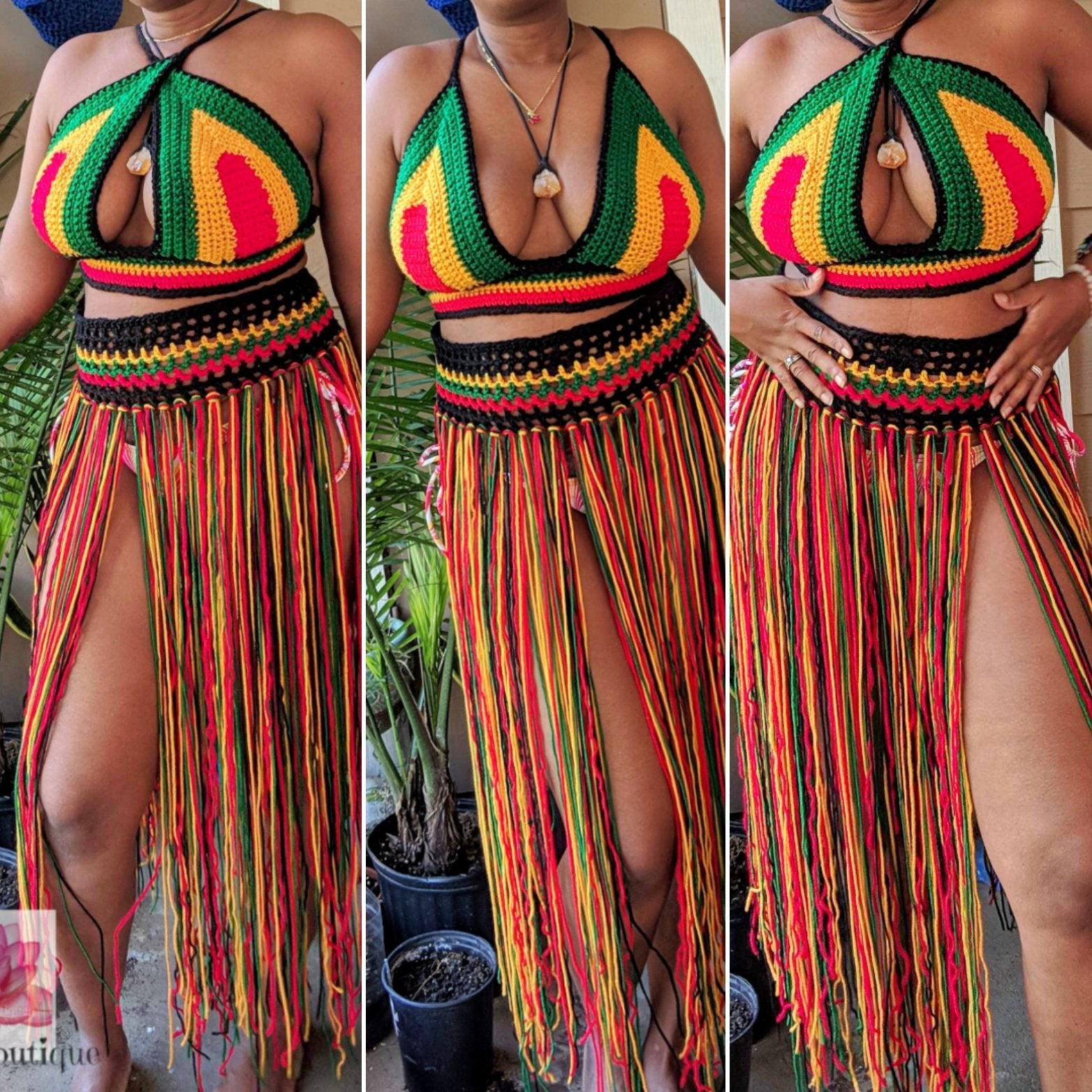 Rasta crochet outfit, Jamaican festival outfit, vacation set – Neides-Boutique Rasta crochet outfit, Jamaican festival outfit, vacation set – Neides-Boutique