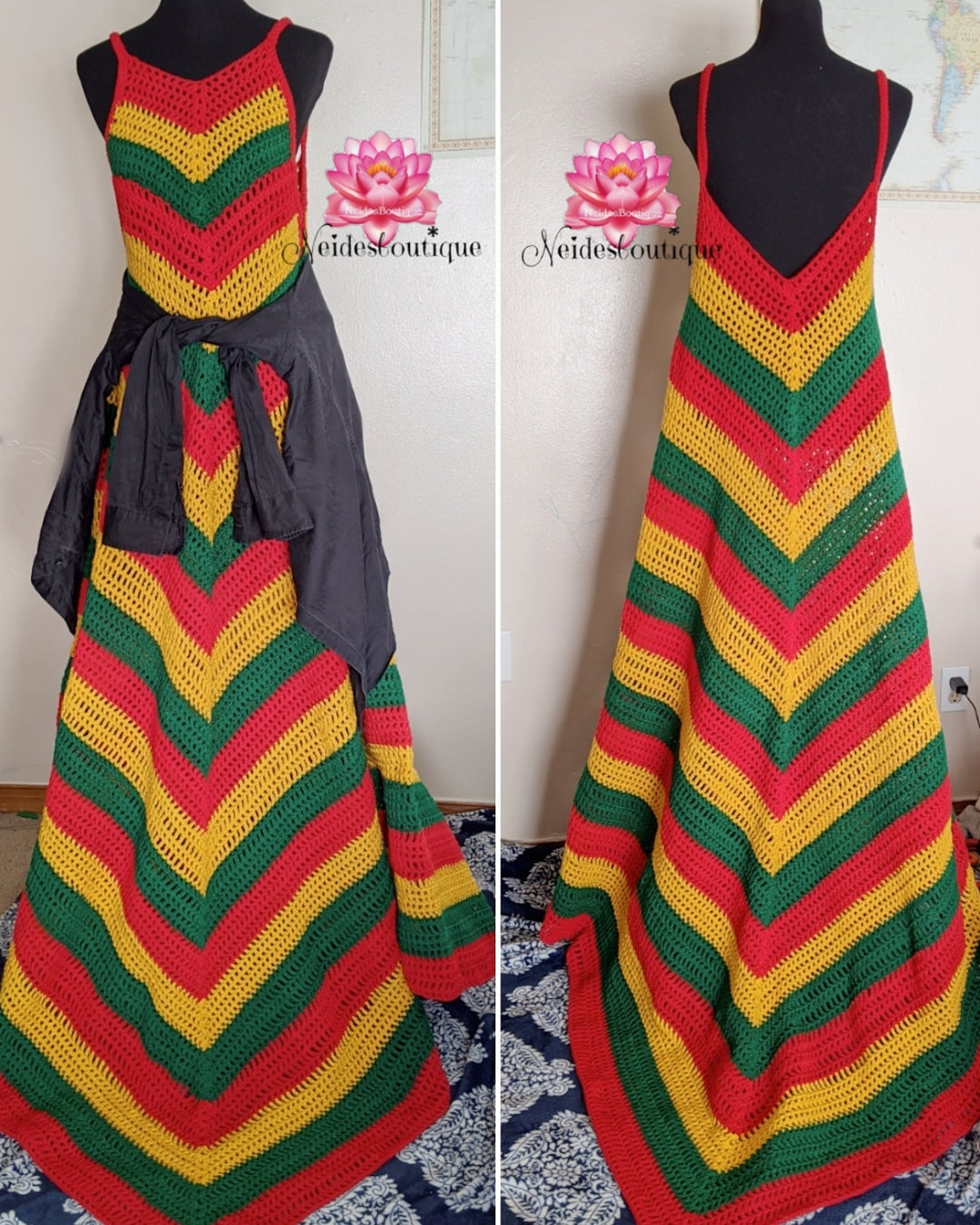 Rasta dress, Rasta Crochet dress, Badu dress Rasta dress, Rasta Crochet dress, Badu dress