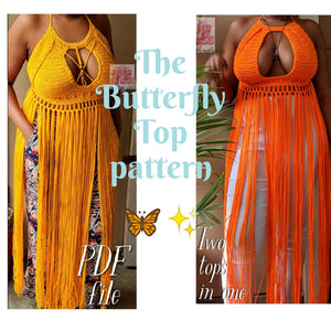 Crochet bralette pattern, Crochet Crop top pattern, The Butterfly Top Pattern, PDF file