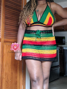 Rasta Skirt and Rasta Bralette, Festival Outfit