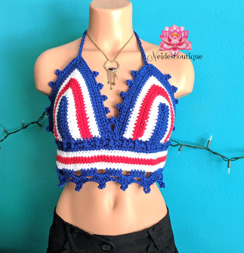 Costa Rica crop top, The Natalie Bralette in Costa Rican colors