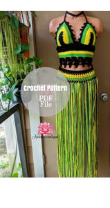 Jamaican Babe outfit Pattern, crochet top and belt pattern by Neidesboutique