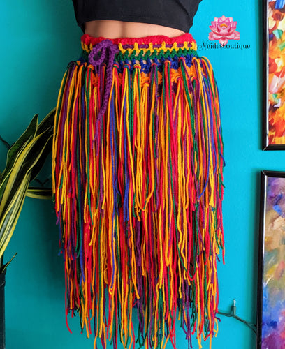 Gatsby style skirt, festival fringe skirt, crochet beach skirt