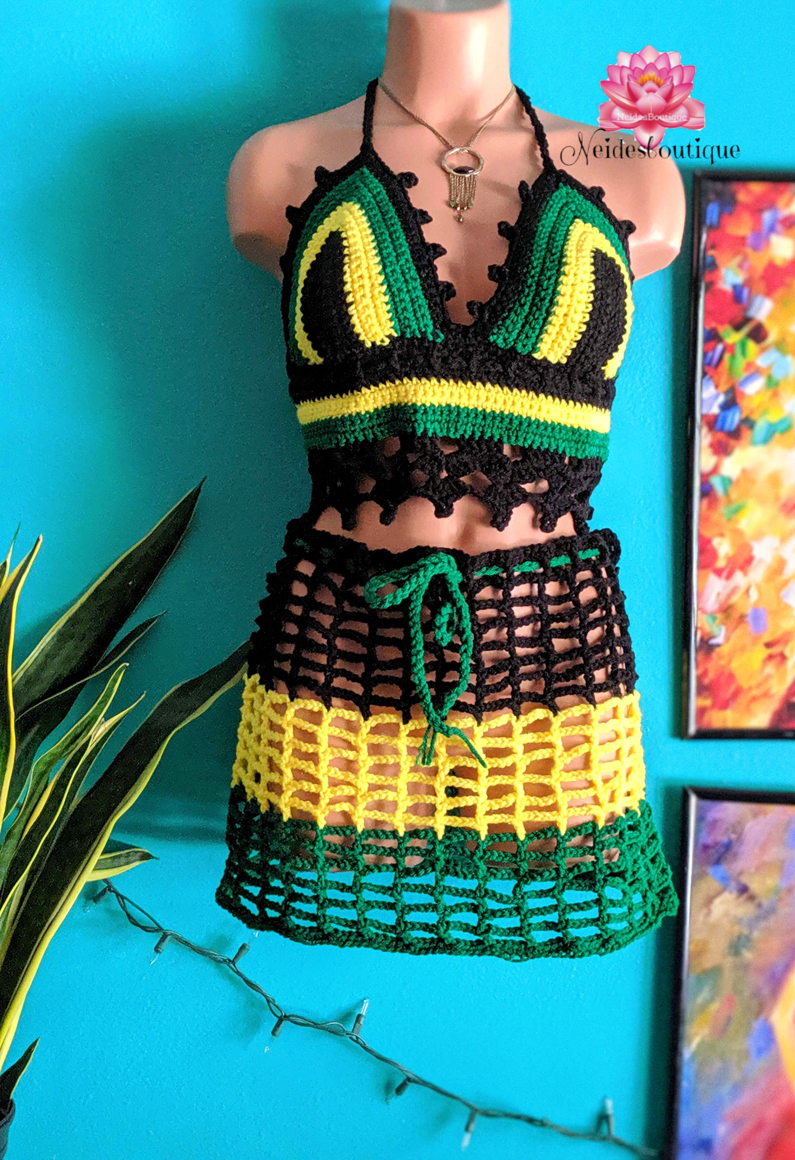 rasta crochet crop top